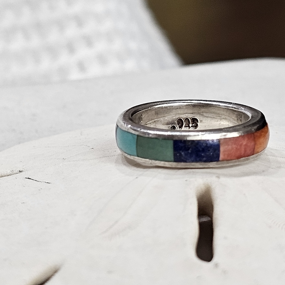 Gemstone 925 Band Ring Vintage PRICE FIRM - Picture 4 of 13